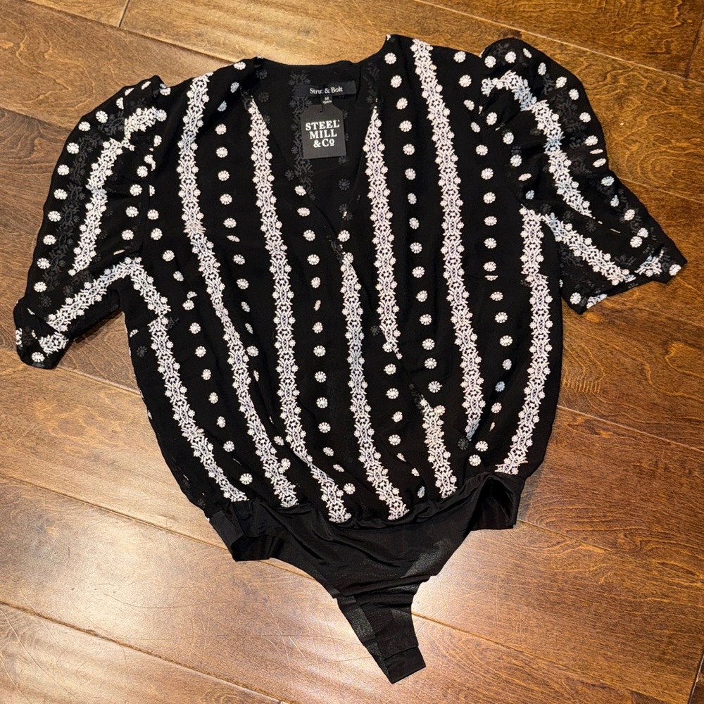NWT Strut & Bolt Black and White Women's Bodysuit